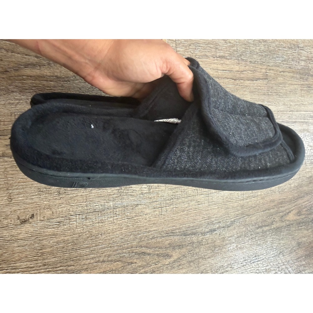 Dena Lives Memory‎ Foam Slippers Mens Large 11-12 Gray Adjustable Open Toe New